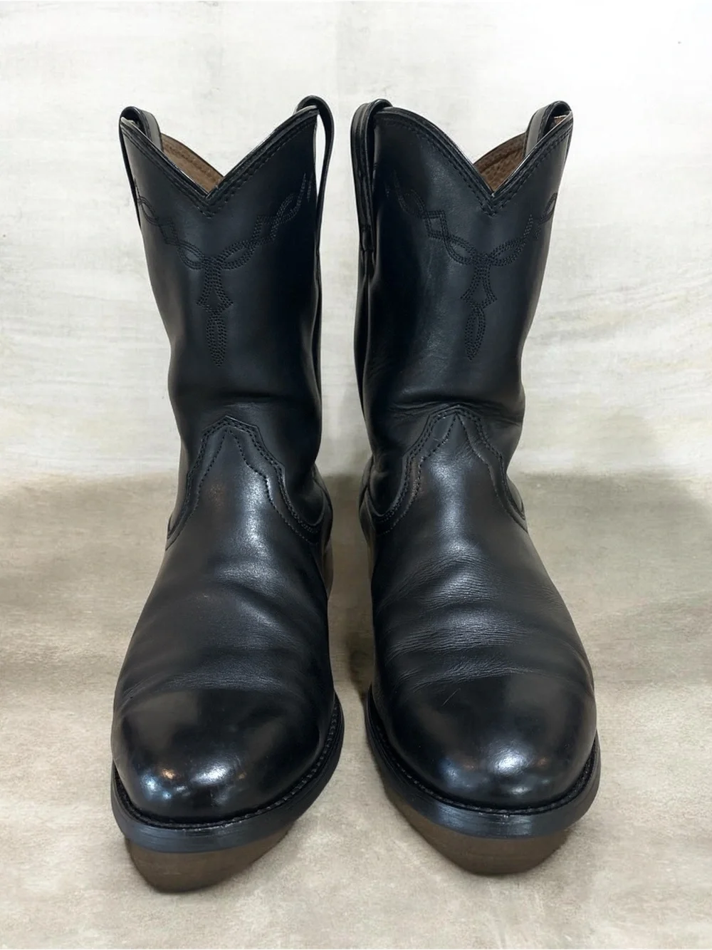 Ariat Cowboy Boots Men’s Heritage Leather Roper 11D Western Pull On Black 35501